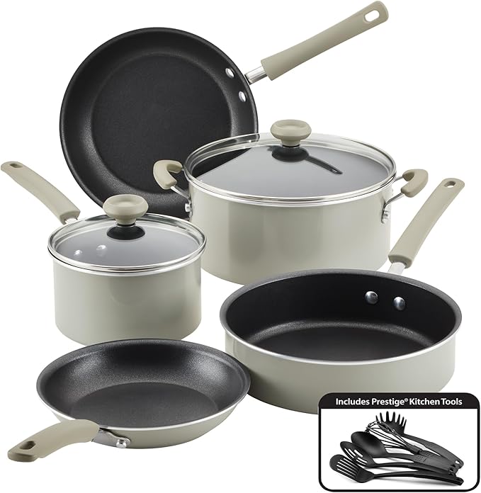 Farberware DuraStrong Nonstick Cookware/Pots and Pans Set 12 Piece - Gray