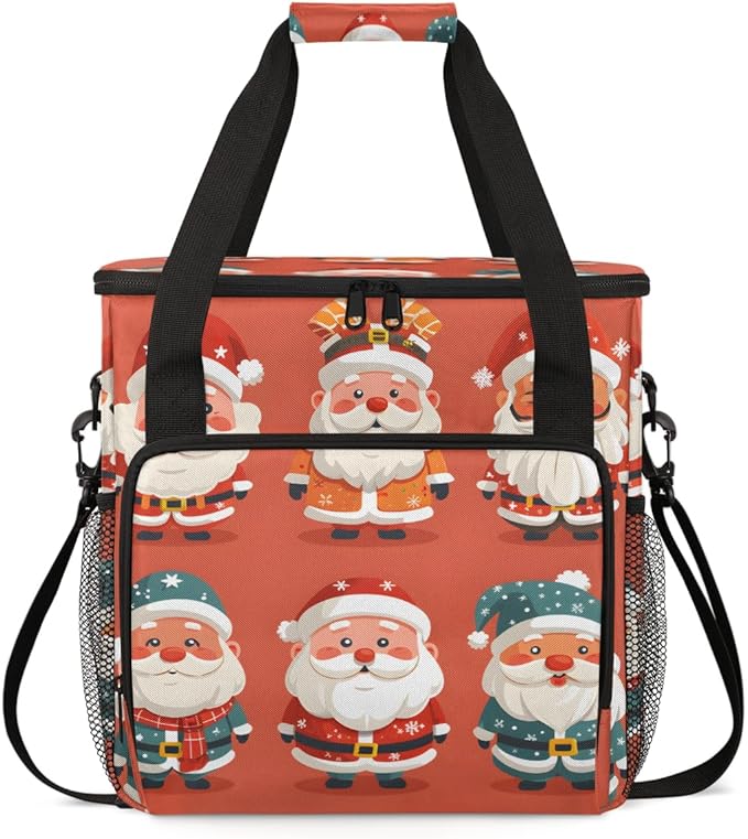 Xmas Santa Claus Coffee Maker Carrying Bag Abstract Santa Claus Travel Storage Bag Compatible with K-Mini or K-Mini Plus Single Serve Coffee Brewer Carrying Case with Pockets &amp Shoulder Strap