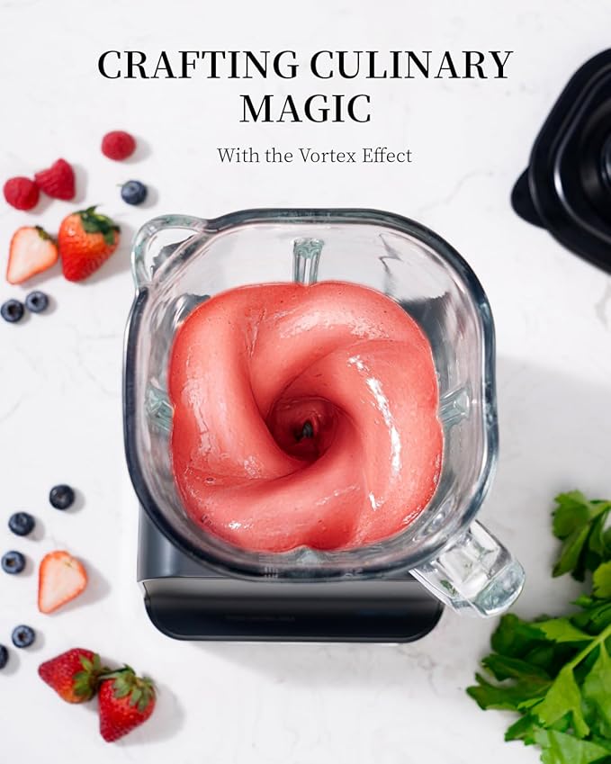 1200W Professional Smoothie Blender for Shakes 52oz Glass Jar Ice Crush Puree 9-Speed Touchscreen with Pulse &amp 7 Functions Black