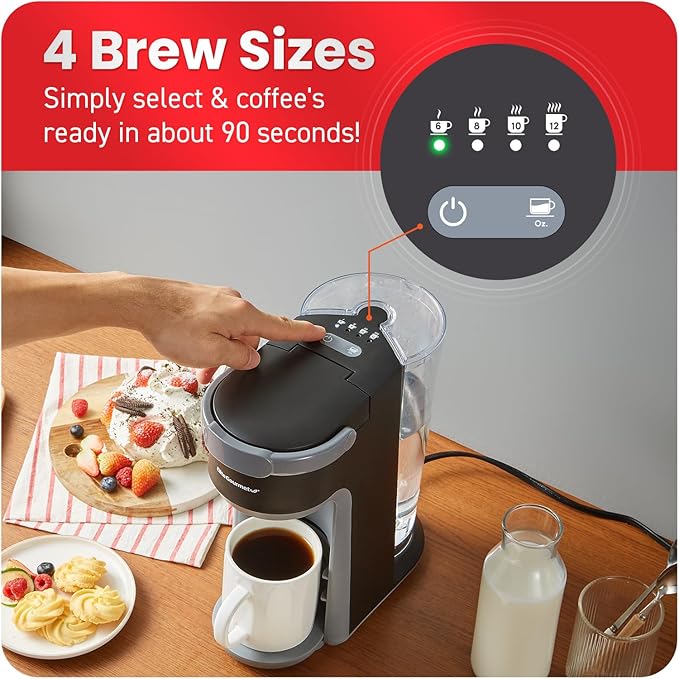 Elite Gourmet EHC323X Rapid Brew Technology 2-in-1 Capsule Coffee Maker 6~12oz Brewing Capacity K-Cups and Grounds Adjustable Mug Height Reusable Filter Black