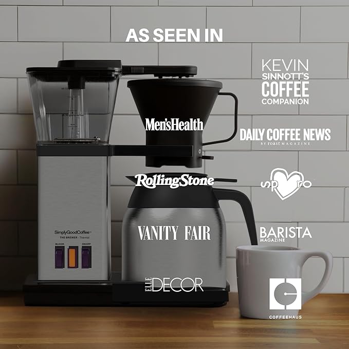 Simply Good Coffee THE BREWER - Thermal. Coffee Maker/Coffee Machine. 8 Cup Automatic Drip Pour Over Coffee Brewer. Easy To Use. Stainless Steel/Black
