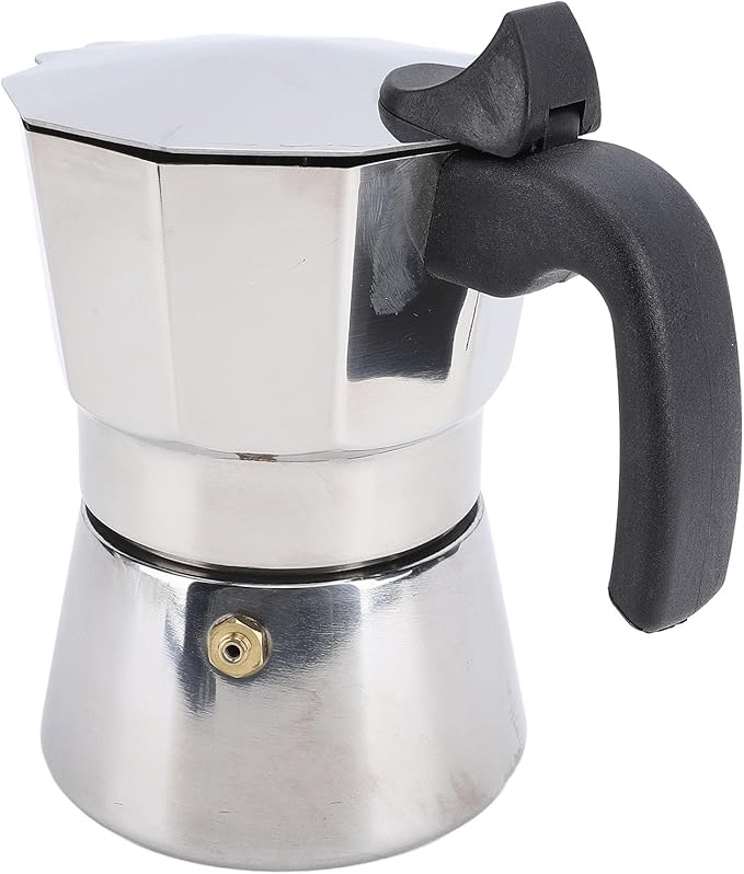 Octagonal Stovetop Coffee Maker Stainless Steel Even Heat Distribution Safe Material Compatible with Gas Stove and Induction Cookers Produces Rich Italian Coffee (150ML)