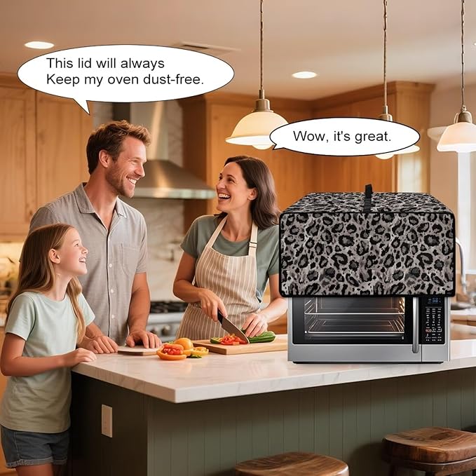 Doojoayie Leopard Toaster Dust Cover Compatible with 8 Slice Toaster Dust Protection Cover Kitchen Decoration Small Appliance Protector Leopard Print