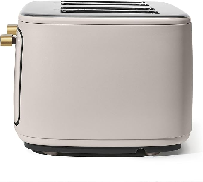 Toaster with Touch Activated Display by Drew BarrymoreExtra-Wide Slots 7 Settings Reheat Functions LED Countdown Timer (Porcini Taupe)