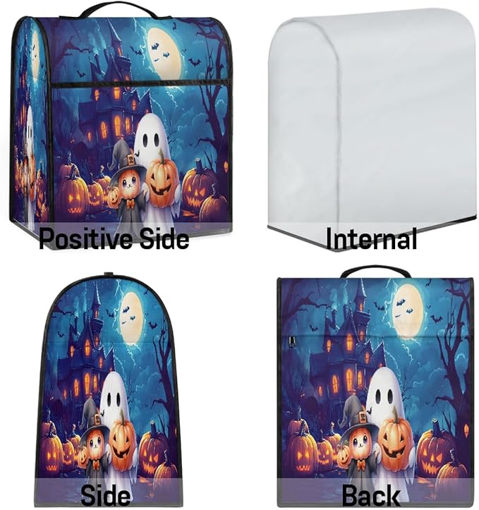 cfpolar Kitchen Aid Mixer Cover Compatible with 6-8 Quarts Halloween Cute Ghosts Pumpkin Stand Mixer Cover Kitchen Aid Mixers Accessories Appliance Organizer Bag Dust Covers with Zipper Pocket