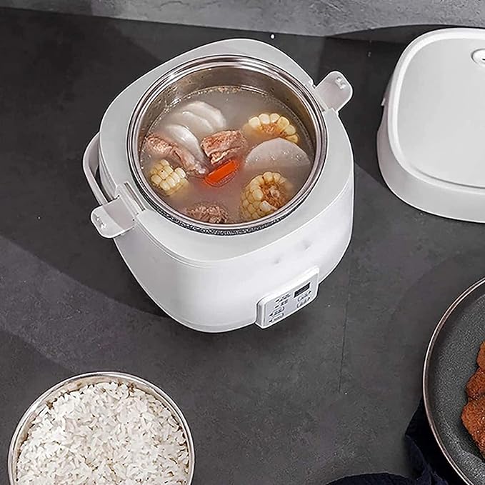 Mini Rice Cooker 1.2L Portable Multifunctional Food Heating Steamer With Double Inner Pot Porridge Steamer 1-2 People#2 (#1) (#1)