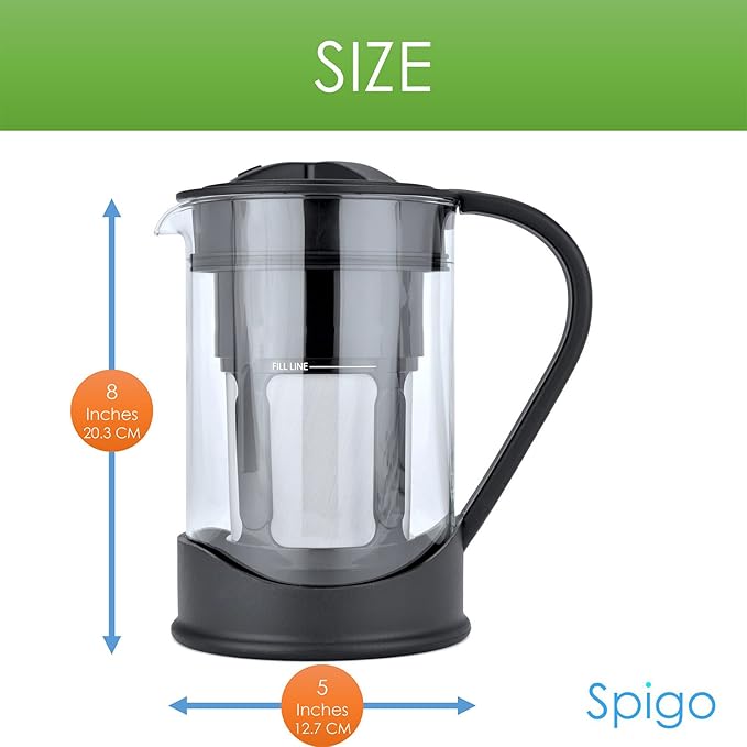 COLD BREW COFFEE MAKER 1 Liter (4-Cups) Capacity Great For Flavorful Iced Coffee That Stays Fresh Longer Borosilicate Glass Easy Cleaning Fun Ideas and Recipe Booklet 8x5 Inches Black