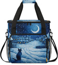 Winter Village Cat Coffee Maker Travel Bag for Keurig K-Mini/K-Mini Plus Insulated Waterproof Tote with Pockets for K-Cup Portable Single-Serve Brewer Case