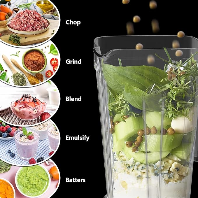 OMMO Blender 1800W Professional High Speed Countertop Blender with Stainless Steel Blades 60oz BPA Free Jar for Shakes and Smoothies Ice and Fruits Dishwasher Safe