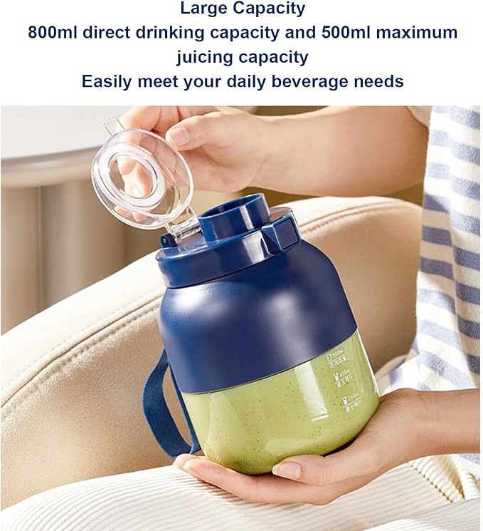 Portable Blender 800ml Large Capacity Rechargeable Multi Functional Juicer Cup Innovative Ice Crushing Function Easy to Use Personal Blender with Straw for Juicing Blending