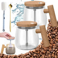 Electric High Speed Mixing Cup 13.5oz 7000 RPM Self Stirring Coffee Mug Heat-Protection Glass Coffee Blender with Lid 45 dB for Office/Travel/Home (Maple x 2)