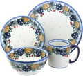 Blue Rose Polish Pottery - Brown Pinecone 16 Piece Dinner Set - 4 Place Settings - Ceramic Dinnerware Set Unique Christmas Gift &amp Festive Tableware
