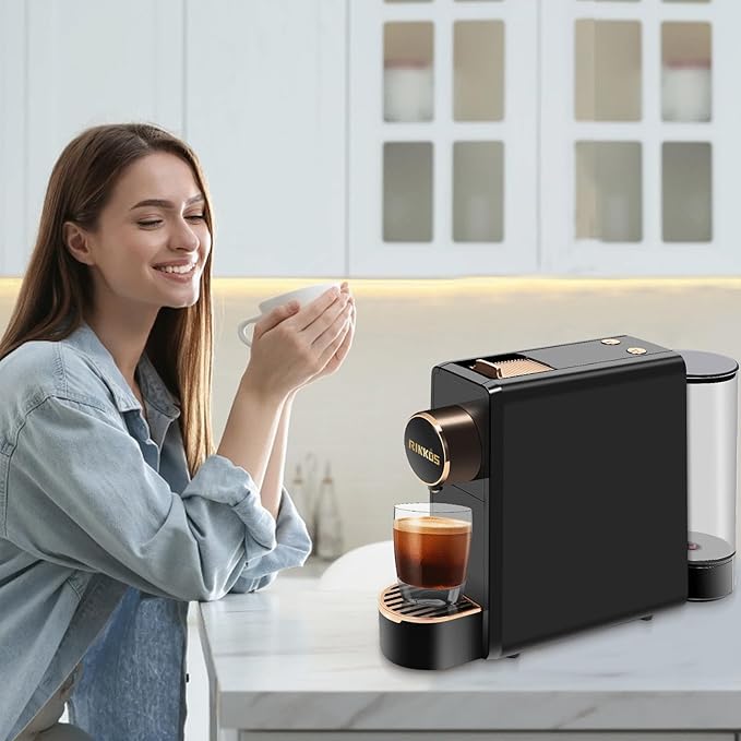 Espresso Machine for Nespresso Compatible Capsule Single Serve Coffee Maker Programmable for Espresso Pods Premium Italian 20 Bar High Pressure Pump Mini Coffee and Espresso Machine Black