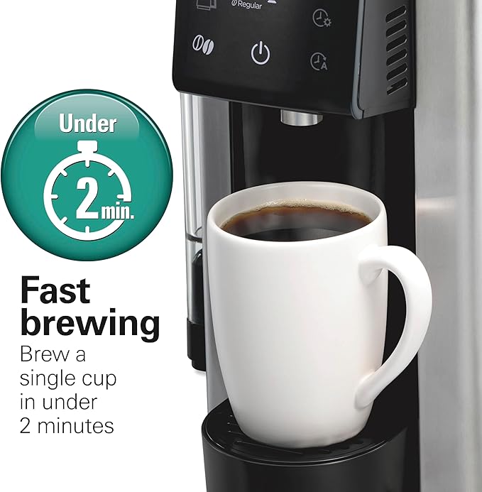 Hamilton Beach FlexBrew Advanced 5-in-1 Programmable 12 Cup Drip and Single Serve Hot &amp Iced Coffee Maker with Movable 60 oz. Water Reservoir Use Pod Packs and Grounds Fast Brewing Black (49924