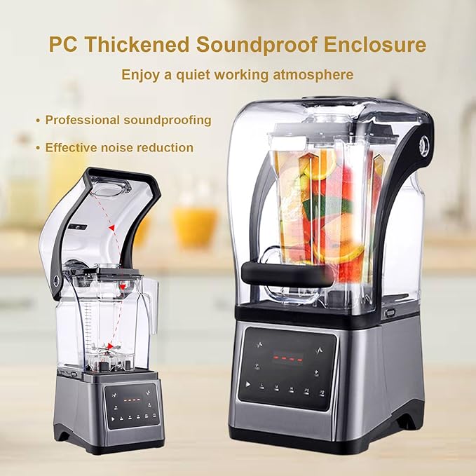 2200W Electric Kitchen Blender With Push Bar 9 Speed Settings &amp Pulse Function Stand Smoothie Mixer Digital Display+1.6L Jug For Smoothies Meal Prep &amp Commercial Snacks