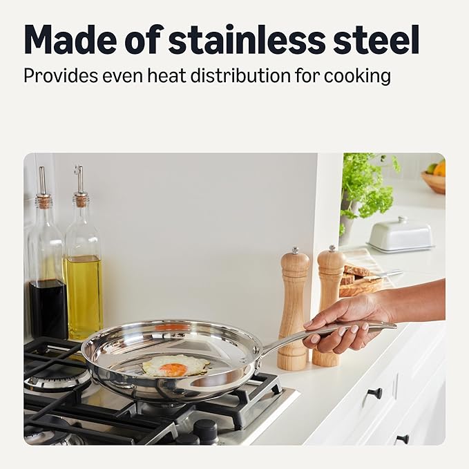 Amazon Basics Stainless Steel Cookware Set 5-Piece All Cooktop Friendly Dishwasher-Safe Induction Compatible