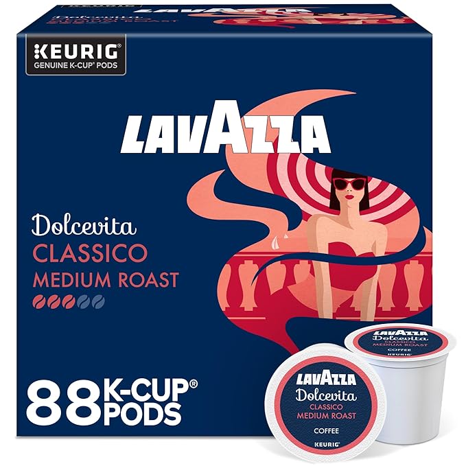 Lavazza Dolcevita Classico Single-Serve Keurig K-Cup Pods Medium Roast Coffee 88-Count Box (4 Packs of 22)