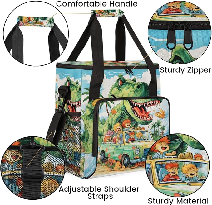 Savanna Animal Coffee Maker Carrying Bag Dino Portable Travel Storage Tote Bag Compatible with K-Mini or K-Mini Plus Single Serve Coffee Brewer Carrying Case with Multiple Pockets &amp Shoulder Str