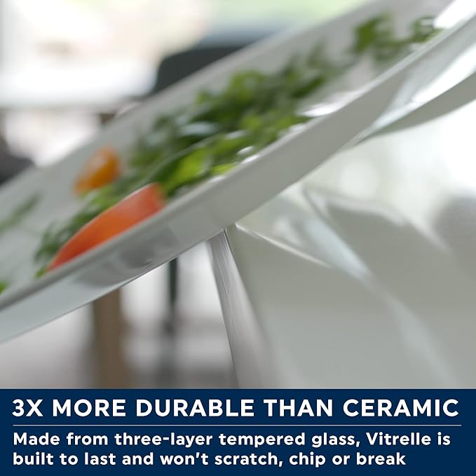 Corelle Vitrelle 4-Pieces 18-Oz Soup/Cereal Bowls Chip &amp Crack Resistant Glass Dinnerware Set BowlsWinter Frost White(Pack of 4)