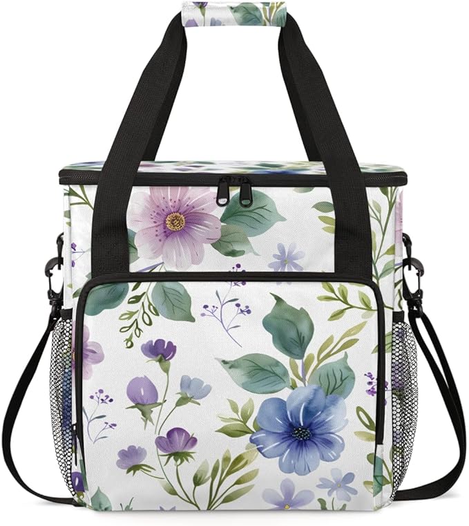Dainty Flower Coffee Maker Carrying Bag Portable Travel Storage Tote Bag Compatible with K-Mini or K-Mini Plus Single Serve Coffee Brewer Carrying Case with Multiple Pockets &amp Shoulder Strap