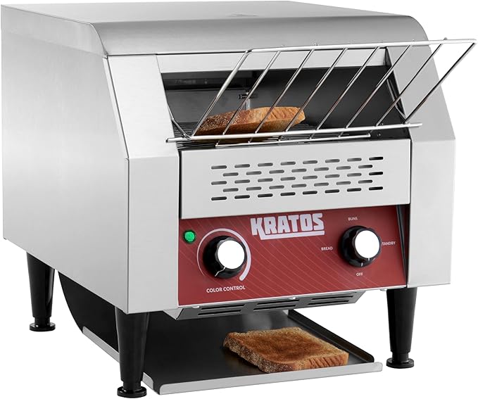 Commercial Conveyor Toaster Stainless Steel Countertop Toaster Toasts 300 Slices of Bread per Hour 10.5 Wide Conveyor Toasts 2 Slices of Bread At Once 120V 1750W