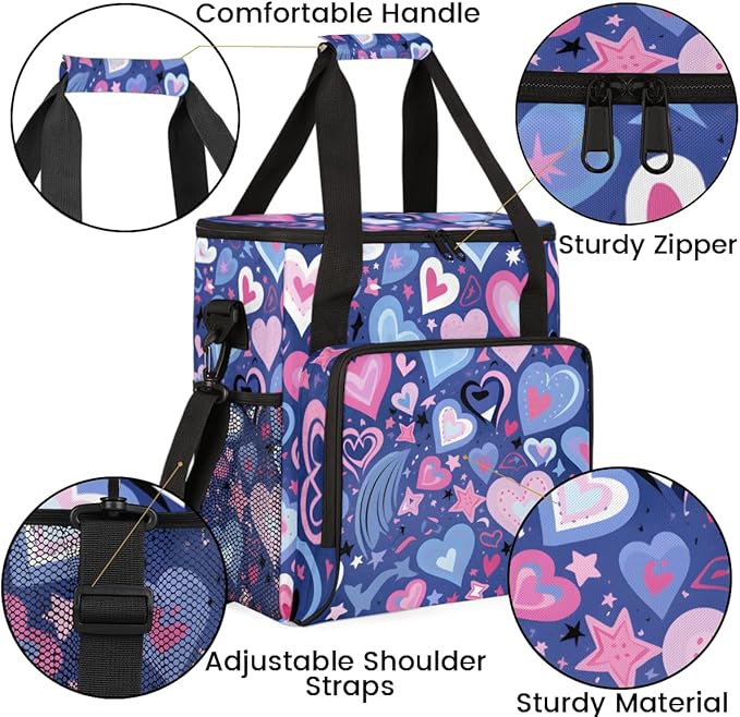 Purple Heart Coffee Maker Carrying Bag Portable Travel Storage Tote Bag Compatible with K-Mini or K-Mini Plus Single Serve Coffee Brewer Carrying Case with Multiple Pockets &amp Shoulder Strap
