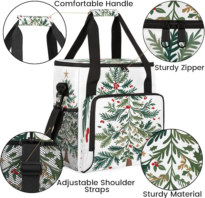Cute Xmas Tree Coffee Maker Carrying Bag Portable Travel Storage Tote Bag Compatible with K-Mini or K-Mini Plus Single Serve Coffee Brewer Carrying Case with Multiple Pockets &amp Shoulder Strap