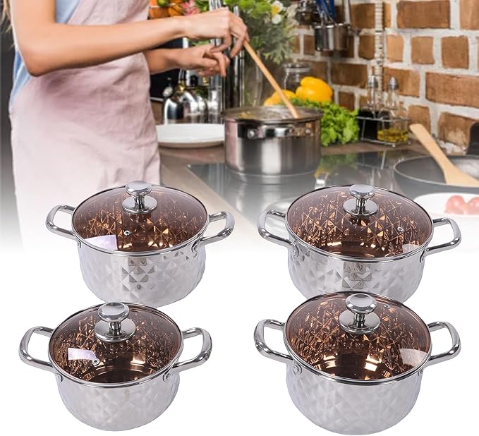 Stainless Steel Cookware Set Nonstick Induction Pots and Pans for Soup Stew Porridge Cooking