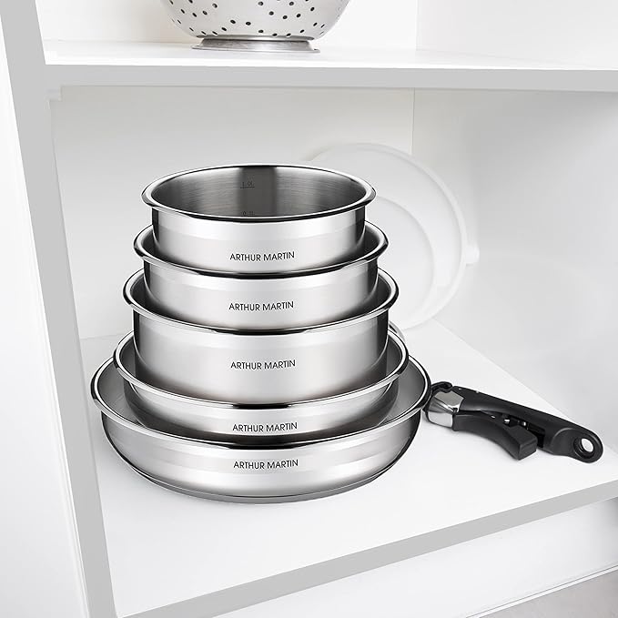 Arthur Martin Set of 3 Saucepans (16/18/20 cm) with 1 Handle Grey