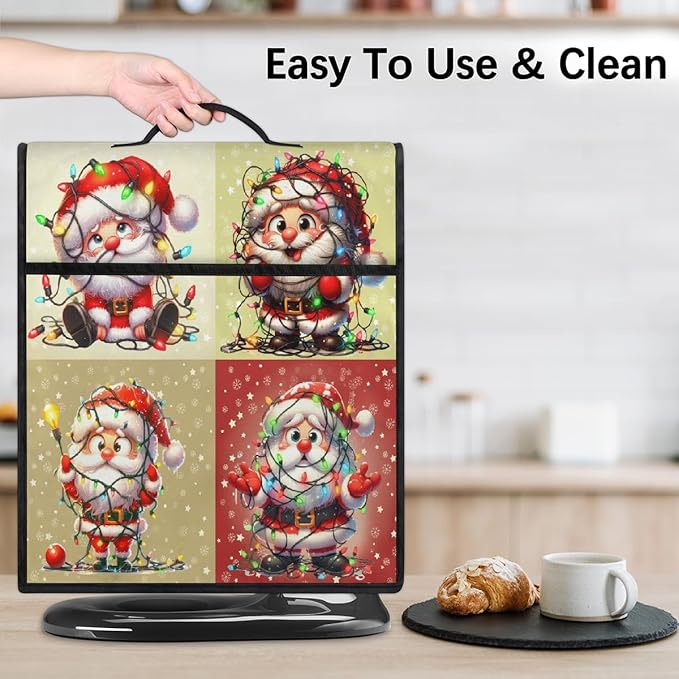 cfpolar Kitchen Aid Mixer Cover Compatible with 6-8 Quarts Christmas Cute Santa Claus Stand Mixer Cover Kitchen Aid Mixers Accessories Appliance Organizer Bag Dust Covers with Zipper Pocket