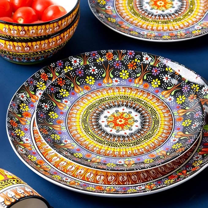 Porcelain Dinnerware Sets Bohemia Tableware Combination Set | 10 Plates / 2 Bowls / 4 Cups / 4 Mugs - Exotic Ceramics Dinner Sets Service for 4 Person Gift for Wedding Housewarming Christmas