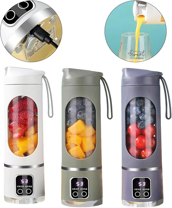 Portable Household USB Powered Juicing Machine Digital Display Electric Juicer Cup Powerful Motor Large Capacity Blender Mixer