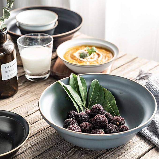 Elegant Dinner SetCeramics Dinner SetsPlate/Bowl/Dish|22 Pieces Premium Color Mixing Dinnerware - Matte Glazed Porcelain Dinner Plates Combination Set for Restaurant