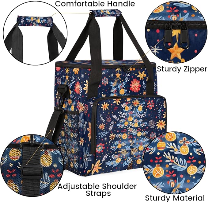 Dreamy Xmas Tree Coffee Maker Carrying Bag Portable Travel Storage Tote Bag Compatible with K-Mini or K-Mini Plus Single Serve Coffee Brewer Carrying Case with Multiple Pockets &amp Shoulder Strap