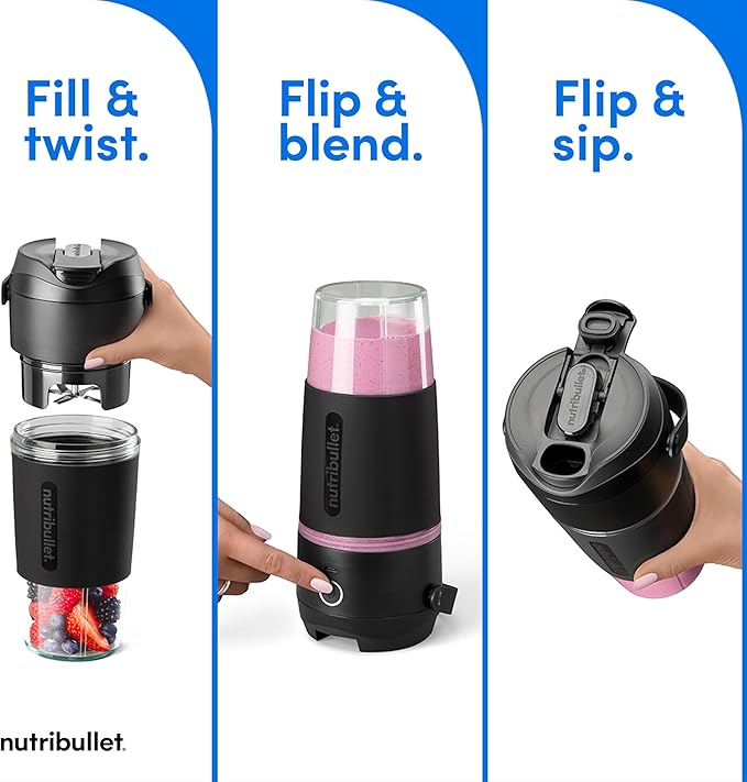 nutribullet Flip Portable Blender with Tritan Cup Cordless Black NBPB10350
