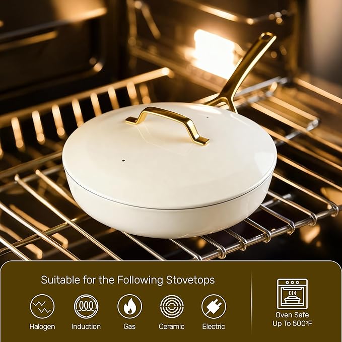 Gotham Steel Modern 11 Pc Ceramic Cookware Set Elegantly Designed Pots and Pans Set Non Stick with Steamer Induction Bottom Premium Stay Cool Handles Non Toxic PFOA Free Oven &amp Dishwasher Saf