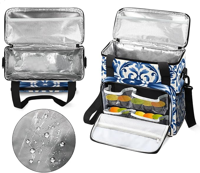 Classic Floral Print Coffee Maker Travel Bag for Keurig K-Mini/K-Mini Plus Insulated Waterproof Tote with Pockets for K-Cup Portable Single-Serve Brewer Case