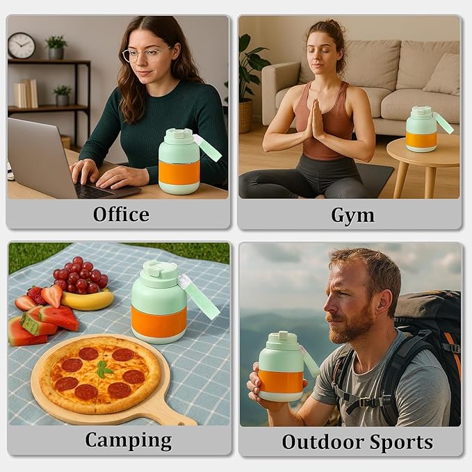 Portable Green Juicer 800ml/27oz with Carrying Strap Personal Smoothie Blender for health preservationOutdoor Sports Travel Camping &amp Gym Rechargeable Mini Fruit Juice Maker