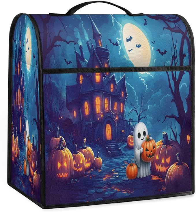 cfpolar Kitchen Aid Mixer Cover Compatible with 6-8 Quarts Halloween Ghosts Castle Pumpkin Stand Mixer Cover Kitchen Aid Mixers Accessories Appliance Organizer Bag Dust Covers with Zipper Pocket