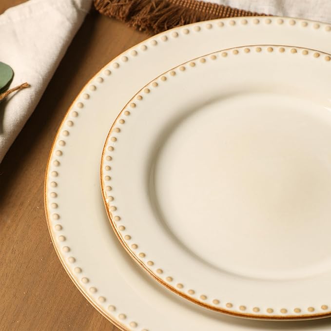 Stone Lain Comet 12-Piece Dinnerware Set Stoneware Plates and Bowls Set Dishwasher and Microwave Safe Dish Set for 4 Cream