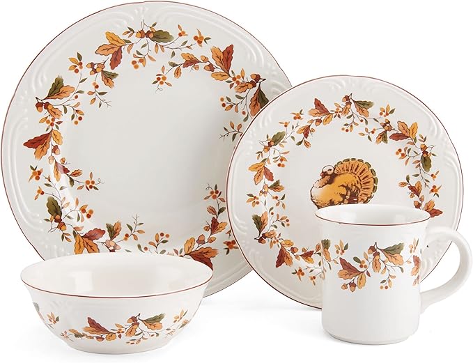 Pfaltzgraff Autumn Berry 16 Piece Dinnerware Set Service for 4 Multi Colored &amp Autumn Berry Small Oval Platter