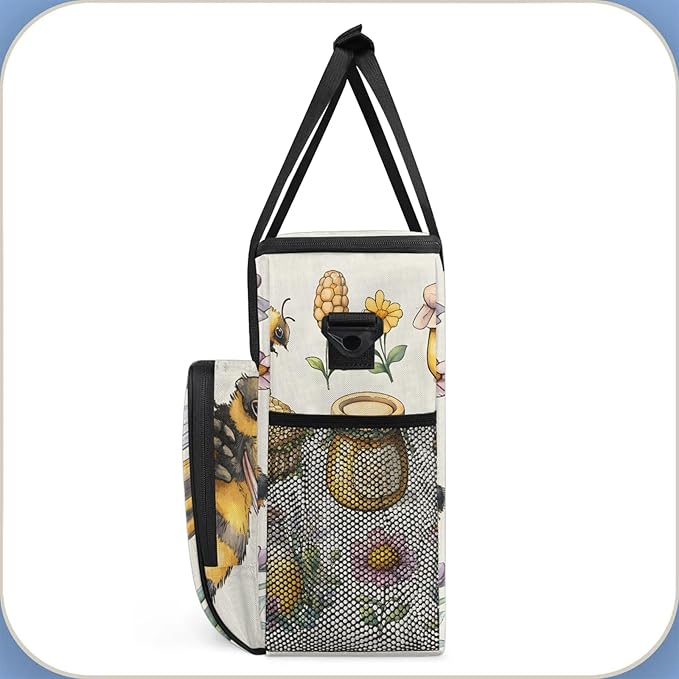 Honeycomb Coffee Maker Travel Bag Bee Insulated Grocery Bag Travel Picnic Leakproof Cooler Bags With Shoulder Strap