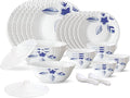 Borosil Gourmet Dinnerware Set For 6 35 Pieces White Dinner Plates and Bowls Sets Chip Resistant Tempered Opal Glass Stain Resistant Dishwasher &amp Microwave Safe Dinner Set For Gifting Serves