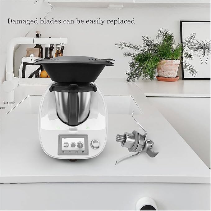 Compatible for Vorwerk Thermomix TM21 Cook Stainless Steel Mixing Blade and Compatible for Butterfly-Mixing Stick Scraper with A Small Cleaning Brush