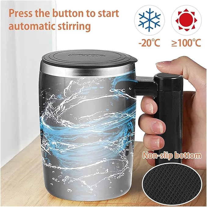 Self Stirring Coffee Mug USB Self Stirring Mug Coffee Cup Rechargeable Automatic Stirring Cup Stainless Steel Cup Coffee Milk Mixer Stir CupElectric Stirring Cup(Black)
