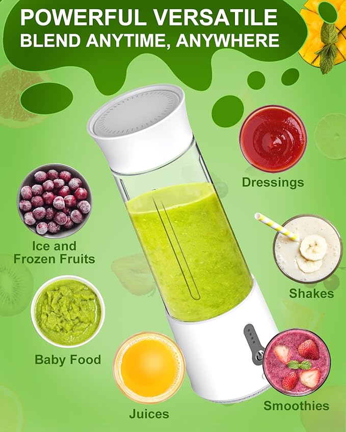 Portable Blender Portable Blender for Shakes and Smoothies Personal Size Blender for Shakes and Smoothies with 6 Blades 17 Oz USB Rechargeable Mini Blender shake Smoothie for Kitchen/Travel/Gym