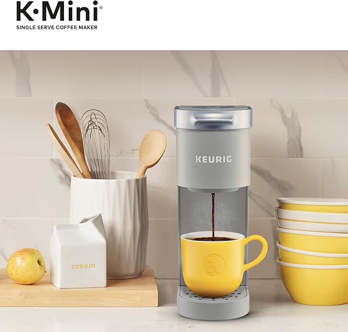 Keurig K-Mini Single Serve K-Cup Pod Coffee Maker 6 to 12oz Brew size with Cord Storage Perfect for Small Spaces Studio Gray