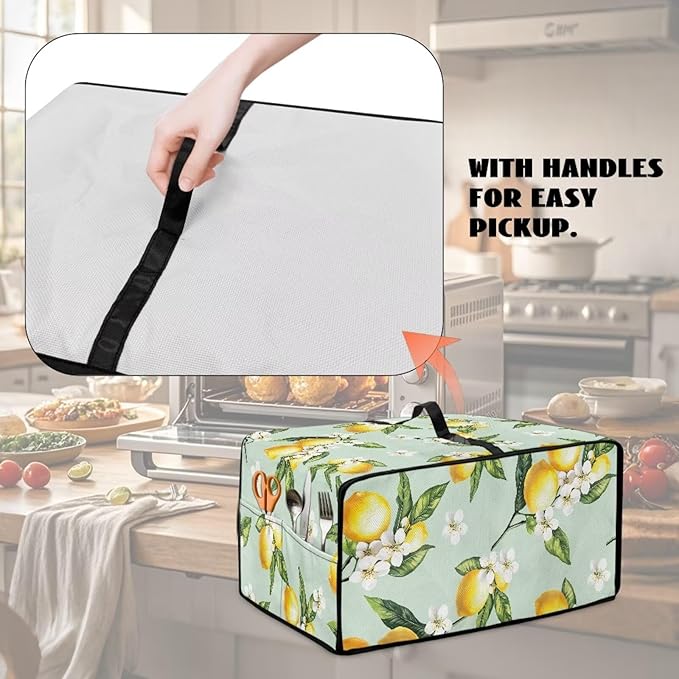 Lemon Pattern Toaster Oven Air Fryer Cover Heat-Resistant Waterproof Protective Covers Compatible with Smart Oven Air Fryer Smart Oven for Parties &amp Gatherings