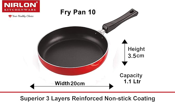 NIRLON Aluminium Nonstick Cookware Set Red and Black - 4 Pieces