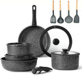 11Pcs Pots And Pans Set Non Stick Cookware Sets with Detachable Handle Nonstick RV Kitchen Cooking Set Removable Handles Oven Safe Induction Fast Stackable